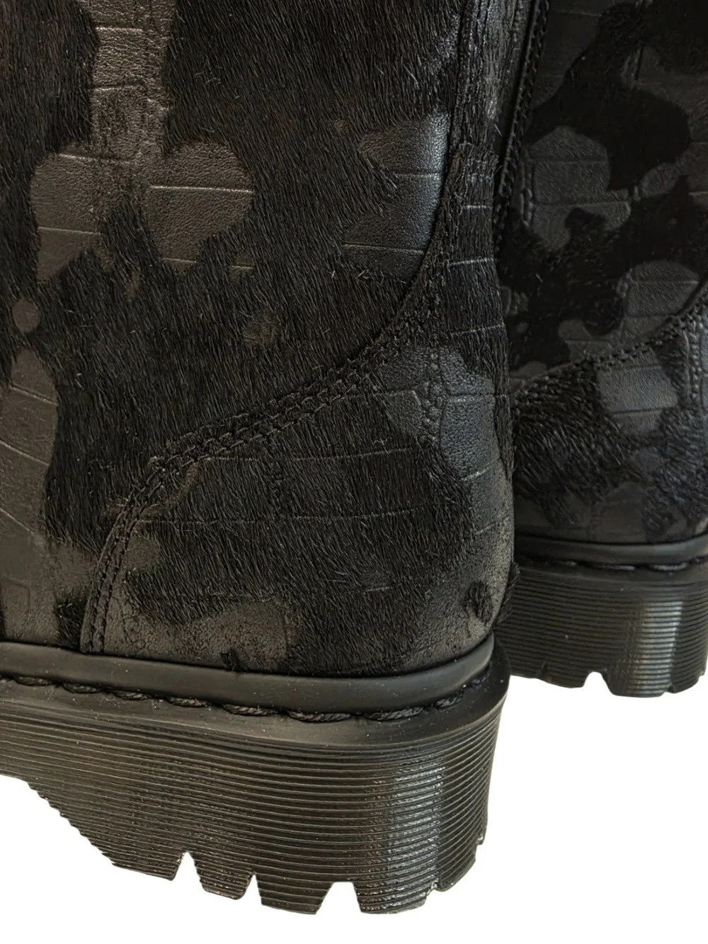 Brand-New Dr. Martens REJENA Hair On Croc Emboss Leather Black Women's Size 9